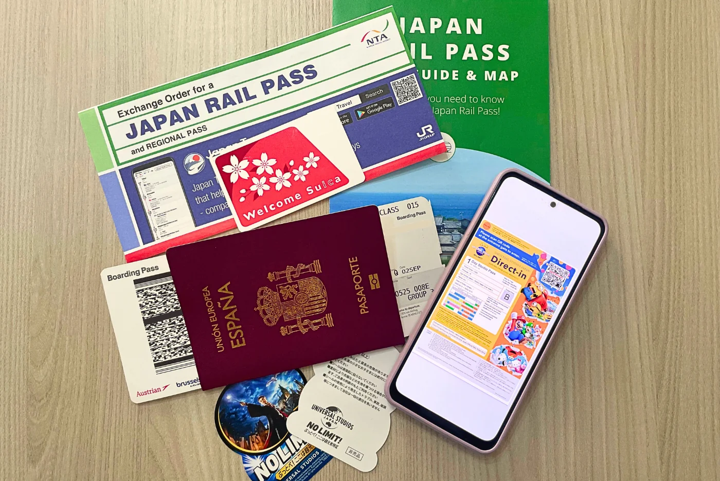 Reservas para viaje a Japón gestionadas por la agencia de viajes Oasia Viajes. Pase de transporte Japan Rail Pass, tarjeta Suica, entrada a Universal Studios Japan, vuelos a Japón